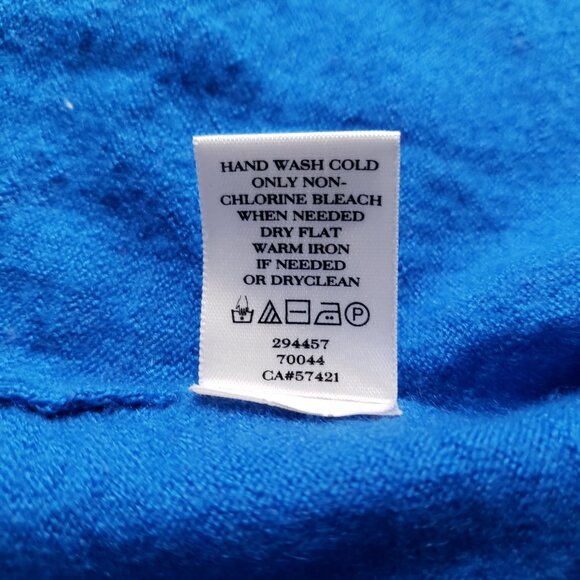 Ann Taylor Merino Wool Tie Front V-Neck Long Sleeve Blue Wrap Sweater - Picture 6 of 10